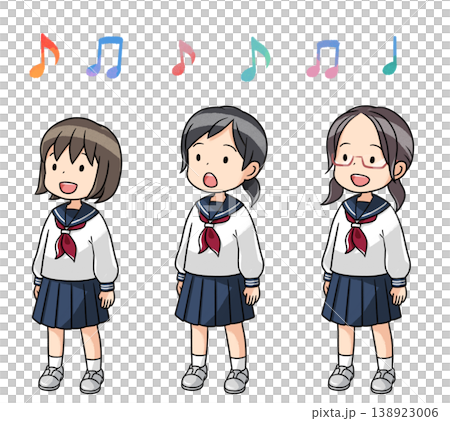 Female students singing in a choir (parts) Female students singing in a choir (parts) 138923006