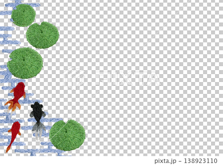 【金魚與水生植物日式圖案橫框】手工刺繡插圖材料 138923110