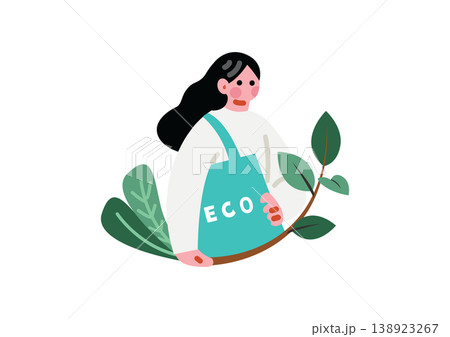 エコバックを持つ女性のイラスト エコバックを持つ女性のイラスト 138923267