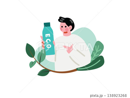 エコボトルを持つ男性のイラスト 138923268