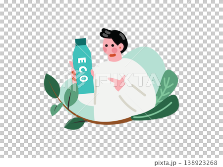 エコボトルを持つ男性のイラスト 138923268