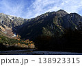 11月の上高地、穂高・明神岳（撮影地：梓川右岸側、河童橋付近） 138923315