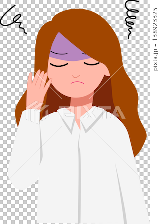 Woman has a headache. Dizziness and anxiety for mental health and illustration 138923325