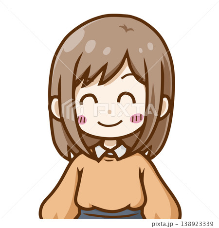 満面の笑みで喜ぶ女性ちびキャライラスト（嬉しい・達成・お祝い）ブログ・SNS・教材向け 138923339