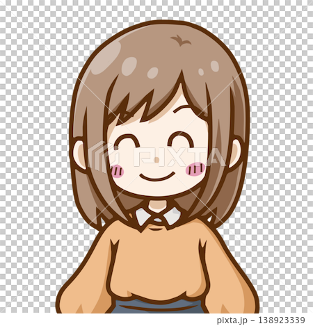 満面の笑みで喜ぶ女性ちびキャライラスト（嬉しい・達成・お祝い）ブログ・SNS・教材向け 138923339