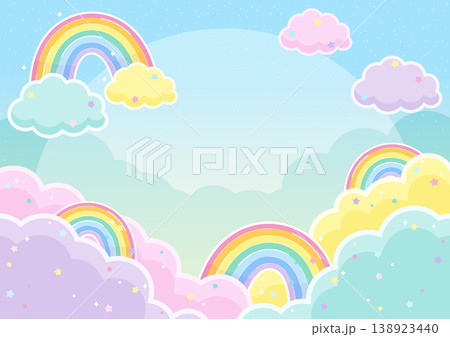 colorful rainbow sky rectangle frame 138923440
