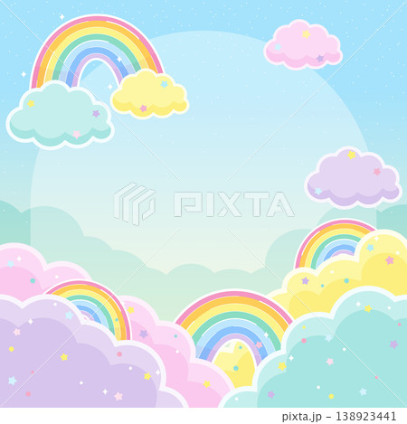 colorful rainbow sky square frame 138923441