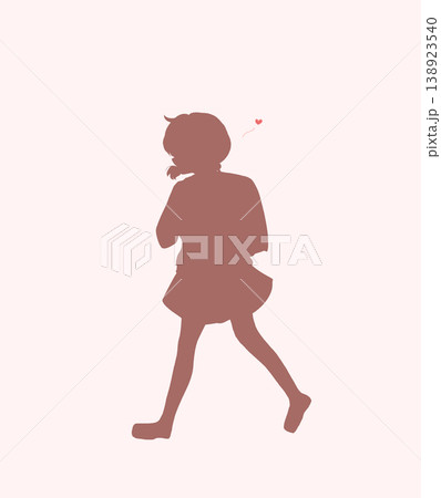 ランドセルを背負って歩く女子小学生 恋 シルエット ランドセルを背負って歩く女子小学生 恋 シルエット 138923540