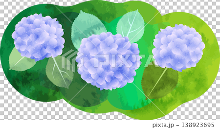 水彩風格的繡球花插圖 - 紫色 138923695