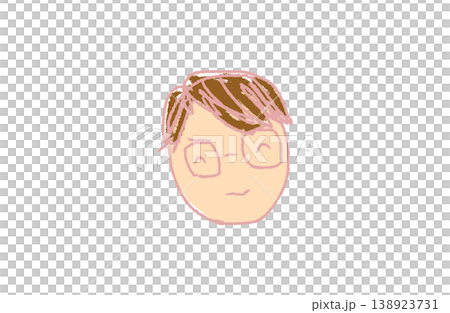 Hand-drawn crayon-style illustration of a man's face with glasses (pink outline, brown hair version) Hand-drawn crayon-style illustration of a man's face with glasses (pink outline, brown hair version) 138923731