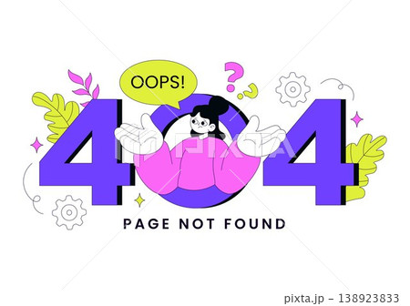 404 Error Vector Illustration Page Not Found Concept With Cute Characters UI Design Website Problem Notification And Modern Digital Error Display 138923833