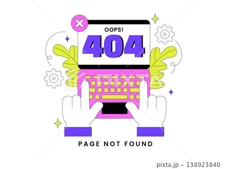 404 Error Vector Illustration Page Not Found Concept With Cute Characters UI Design Website Problem Notification And Modern Digital Error Display 138923840