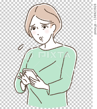 スマホの操作に困る中高年女性のイラスト ベクター 40代 50代 60代 138923928