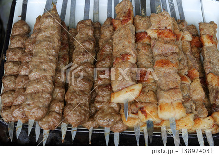 grilled meat on the grill grilled meat on the grill 138924031