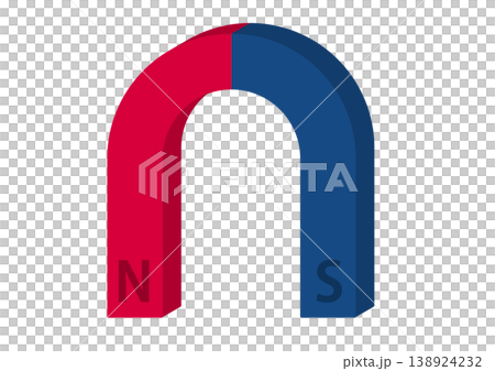 3D illustration of a U-shaped magnet (science teaching material, U-shaped magnet, U-shaped magnet) 3D illustration of a U-shaped magnet (science teaching material, U-shaped magnet, U-shaped magnet) 138924232
