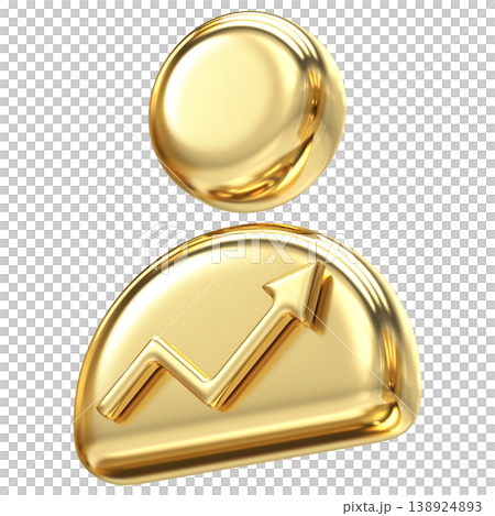 Dynamic golden user profile icon with upward graph representing success and growth, Luxurious metallic design ideal for performance tracking, analytics, and career progress dashboards Dynamic golden user profile icon with upward graph representing success and growth, Luxurious metallic design ideal for performance tracking, analytics, and career progress dashboards 138924893