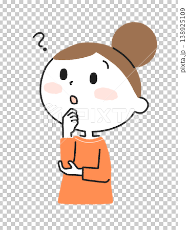 Illustration of a woman thinking with her hand on her chin Illustration of a woman thinking with her hand on her chin 138925109