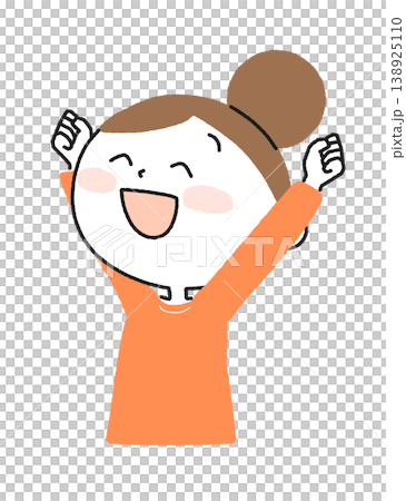 一個快樂的女人舉起雙手的插圖 一個快樂的女人舉起雙手的插圖 138925110