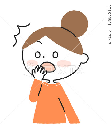 口元に手を当てて驚く女性のイラスト 138925111