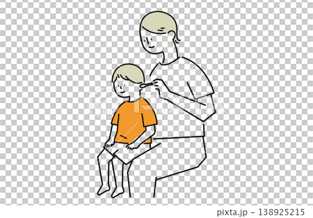 Parent and child cleaning ears Parent and child cleaning ears 138925215
