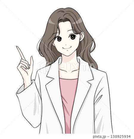 白衣、女医、講師、指をさす女性のイラスト素材 白衣、女医、講師、指をさす女性のイラスト素材 138925934