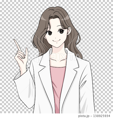 白衣、女医、講師、指をさす女性のイラスト素材 白衣、女医、講師、指をさす女性のイラスト素材 138925934