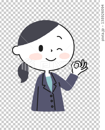 A woman in a suit gives an OK sign and smiles. A woman in a suit gives an OK sign and smiles. 138926094