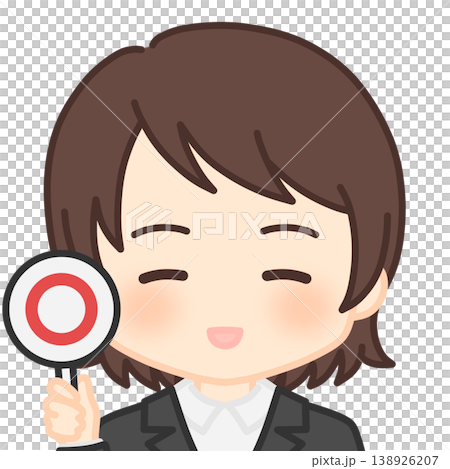 正解の札を持つ女性社員 138926207