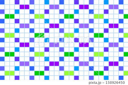 幾何学模様 格子模様 四角形 ブルー グリーン パープル 白背景 幾何学模様 格子模様 四角形 ブルー グリーン パープル 白背景 138926450