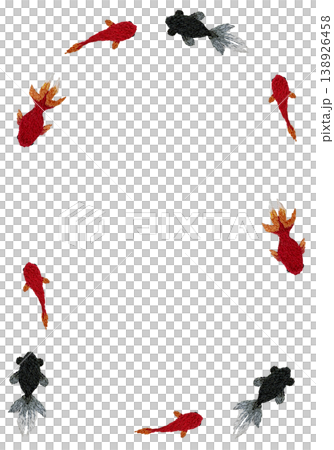 【金魚豎框】手工刺繡插畫素材 138926458