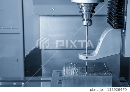 Deep hole drilling process using a gun drill machine to create precision mold cooling channels. Deep hole drilling process using a gun drill machine to create precision mold cooling channels. 138926470