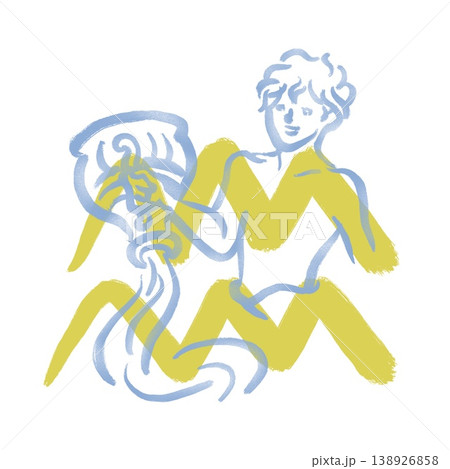 みずがめ座の線画とマーク 138926858