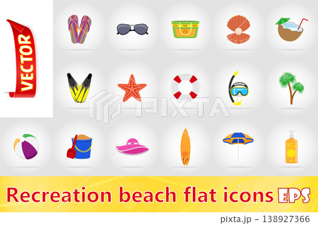 objects for recreation a beach flat icons vector illustration 138927366