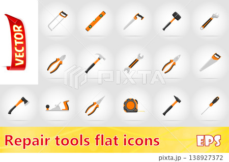 repair and building tools flat icons vector illustration 138927372