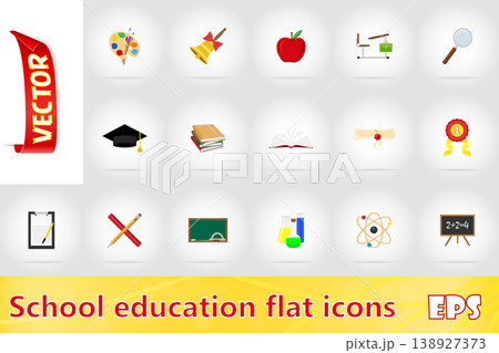 school education flat icons vector illustration school education flat icons vector illustration 138927373