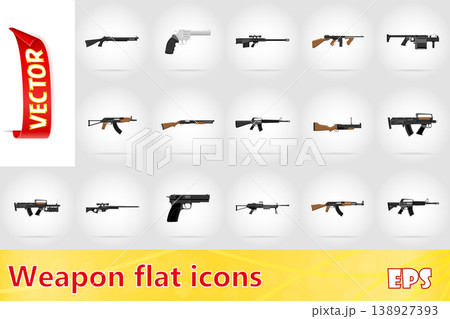 modern weapon firearms flat set icons vector illustration 138927393