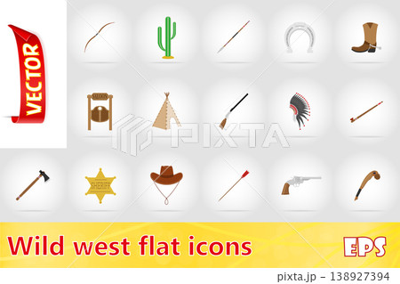 wild west flat icons vector illustration wild west flat icons vector illustration 138927394