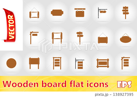 wooden board flat icons vector illustration wooden board flat icons vector illustration 138927395