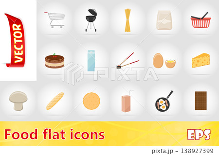 food and objects flat icons vector illustration 138927399