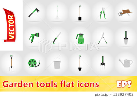 gardening tools flat icons vector illustration 138927402