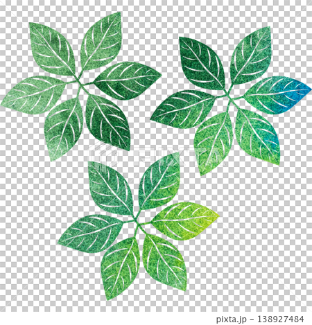 綺麗な水彩模様の葉っぱのオブジェのアイコンのイメージのイラスト 138927484