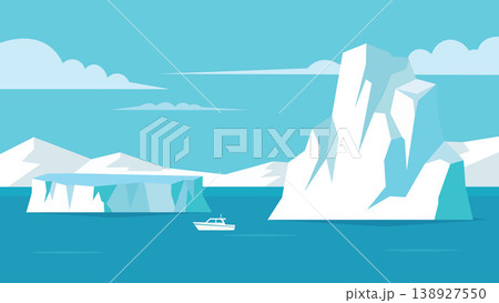 Fragmented Ice Coast Arctic Flat Design Horizon Fragmented Ice Coast Arctic Flat Design Horizon 138927550