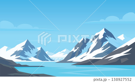 Icy Mountains Meeting Sea Arctic Flat Design Icy Mountains Meeting Sea Arctic Flat Design 138927552