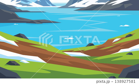 Arctic Fjord Colors Flat Design Unexpected Warmth 138927581