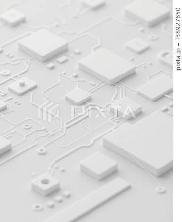 Vertical Abstract 3D White Geometric Shapes Minimalist Composition 138927650