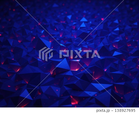 Blue low poly mountains with glowing fire highlights 138927695