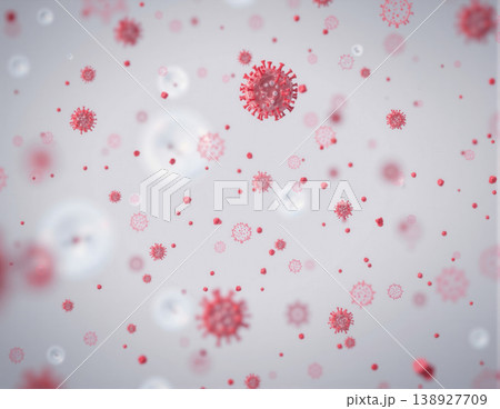 Red bacteria cells floating on white background Red bacteria cells floating on white background 138927709