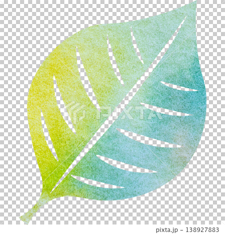 綺麗な水彩模様の葉っぱのアイコンのイメージのイラスト 138927883