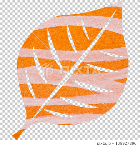 綺麗な水彩模様の葉っぱのアイコンのイメージのイラスト 138927896