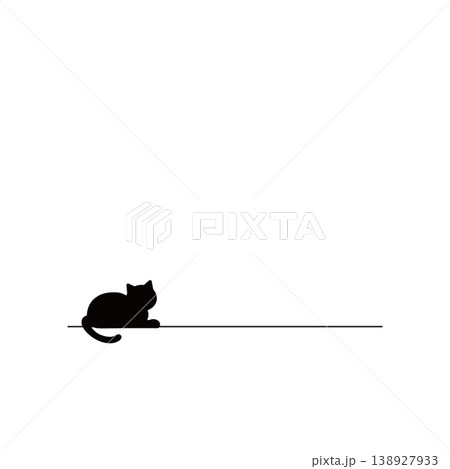 黒猫シルエットのライン素材 シンプルでかわいい見出し・区切り線 黒猫シルエットのライン素材 シンプルでかわいい見出し・区切り線 138927933